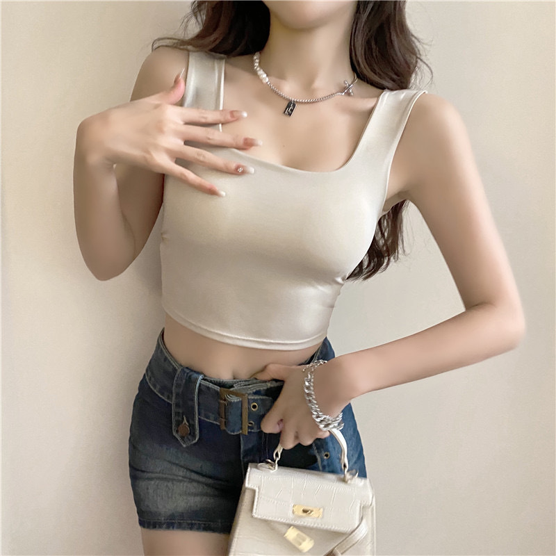 胸パッド付きタンクトップ ブラトップ機能付き レディース 4色展開