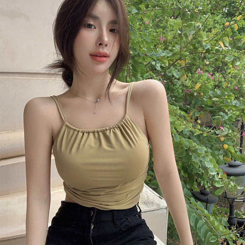 胸パッド付きキャミソール ブラトップ レディース 7色展開