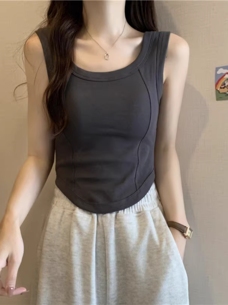 シームデザイン美胸ブラトップ