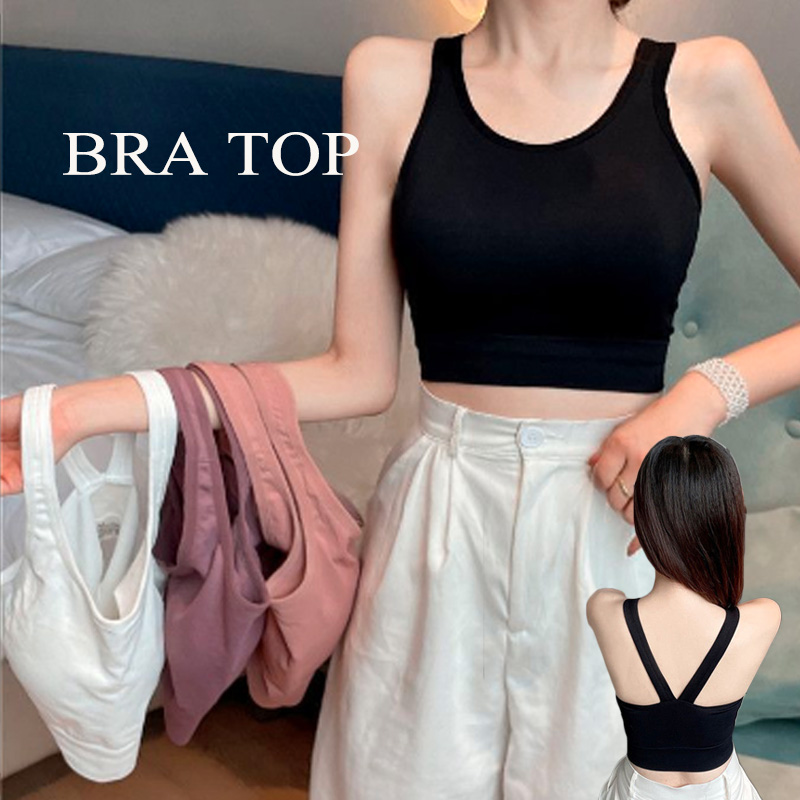 伸縮性抜群ノンワイヤーブラトップタンクトップ