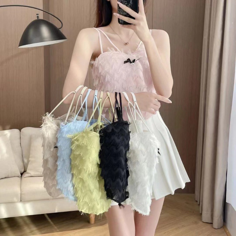 ブラトップ 胸パッド付きフリンジキャミソール レディース6色展開