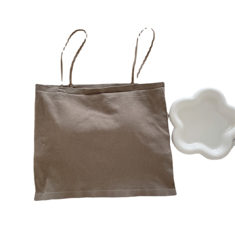 胸パッド付きキャミソール ボーダー柄ブラトップ 5色展開