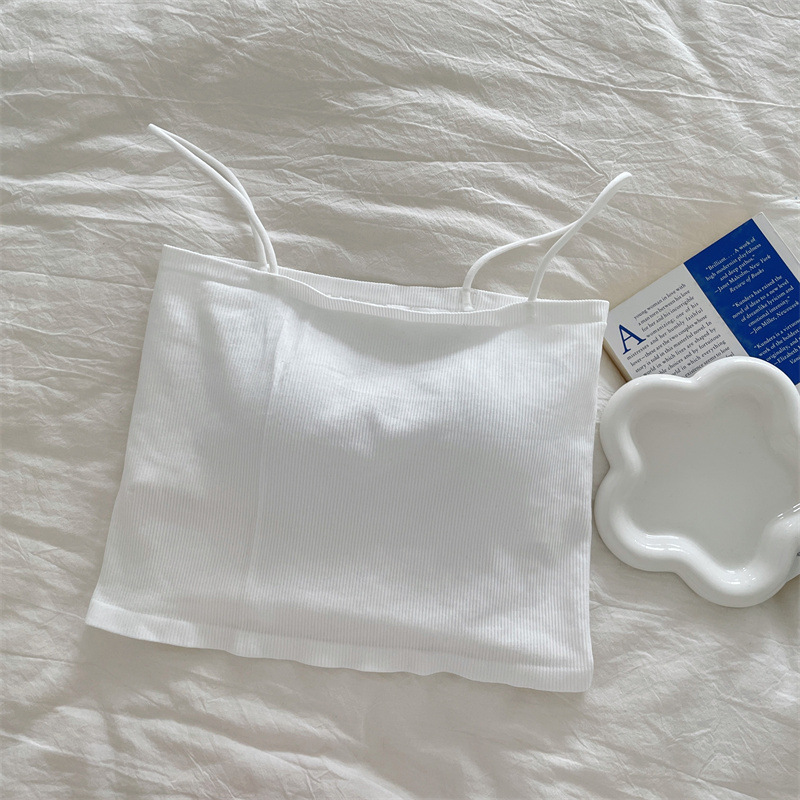 胸パッド付きキャミソール ボーダー柄ブラトップ 5色展開