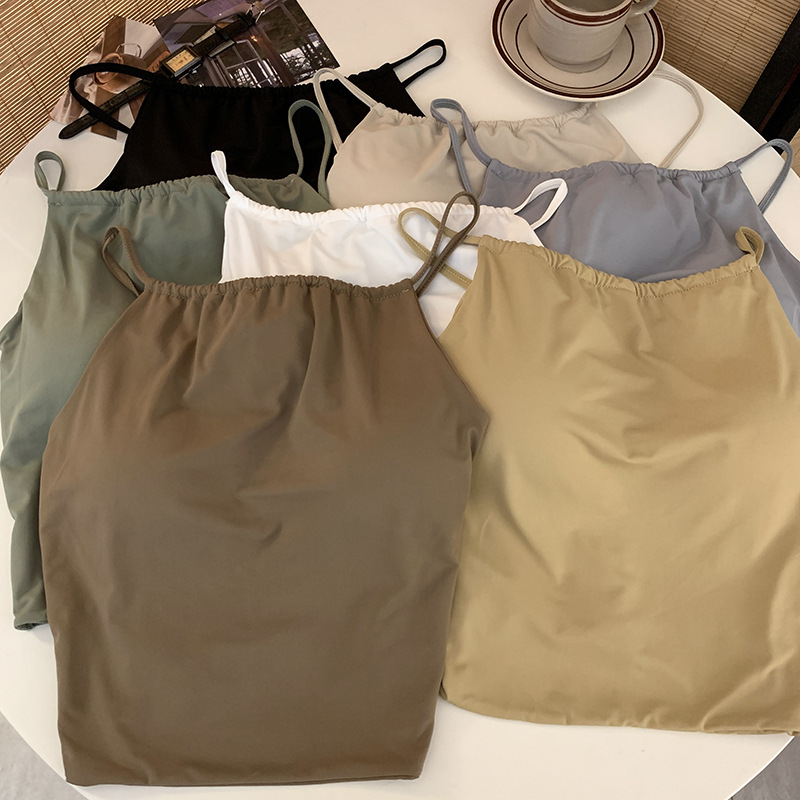 胸パッド付きキャミソール ブラトップ レディース 7色展開