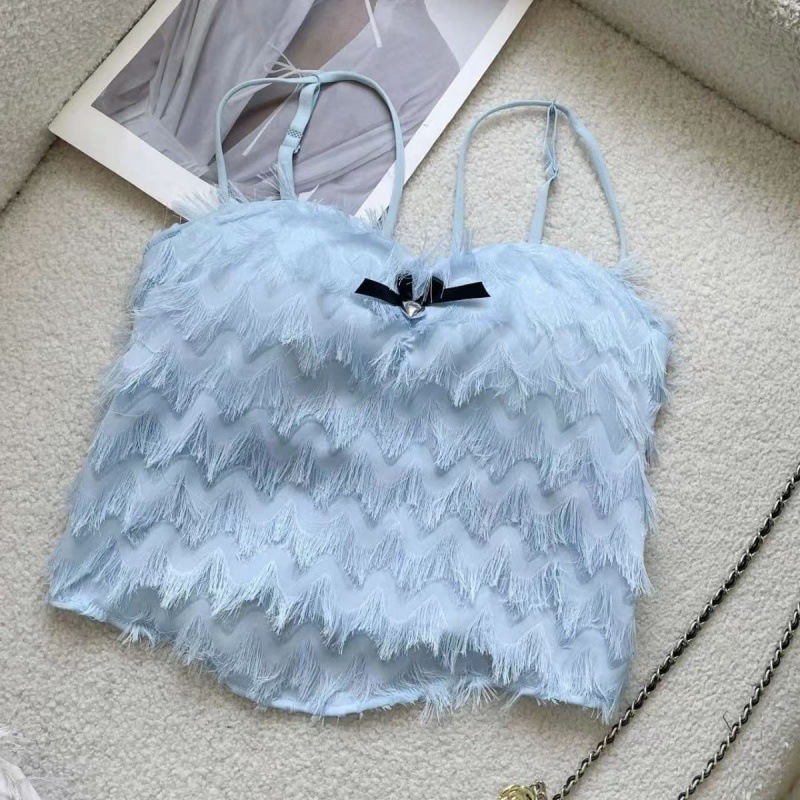 ブラトップ 胸パッド付きフリンジキャミソール レディース6色展開