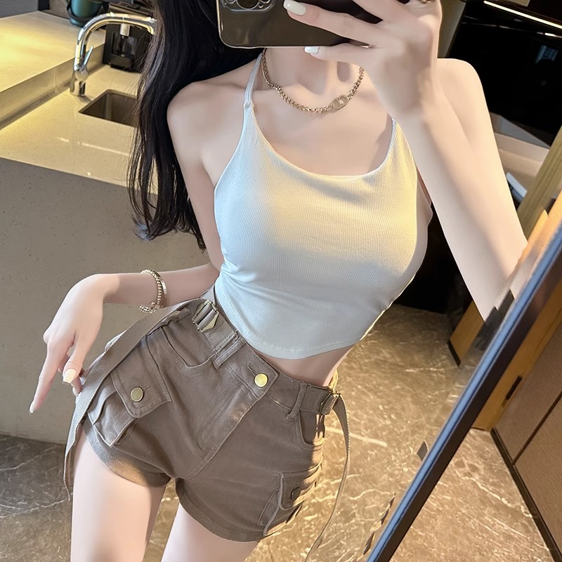 美背中クロスストラップブラトップ