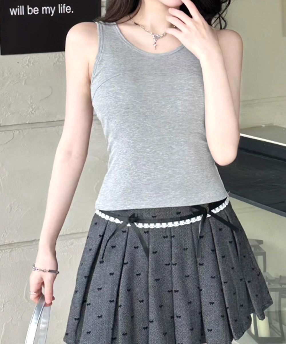 ブラトップ 背中開き ブラカップ付き タンクトップ