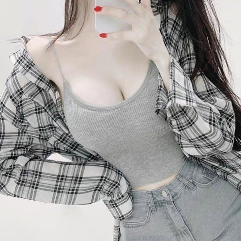 ブラトップ リブ編み美胸キャミソール