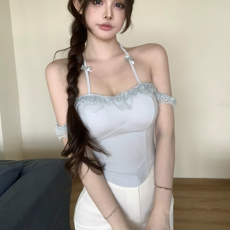 姫風レース飾りホルターブラトップ