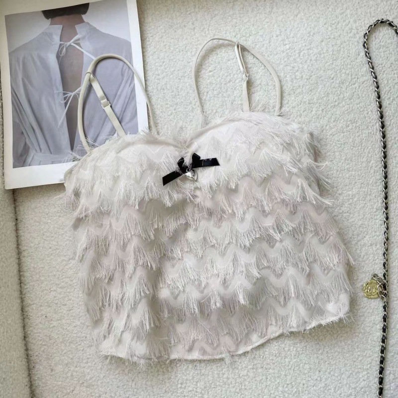 ブラトップ 胸パッド付きフリンジキャミソール レディース6色展開