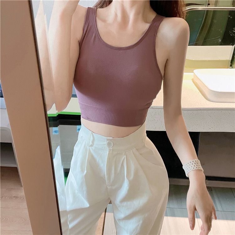 伸縮性抜群ノンワイヤーブラトップタンクトップ