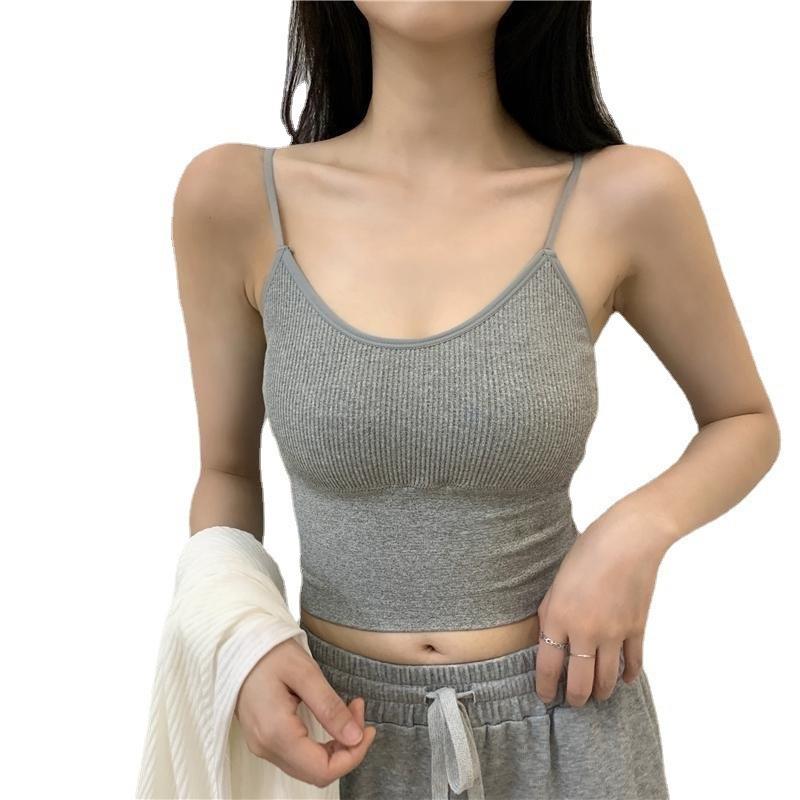 ブラトップ リブ編み美胸ブラトップキャミソール
