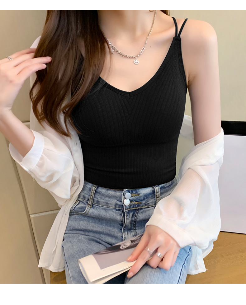 ブラトップ リブ編み美胸ブラトップキャミソール