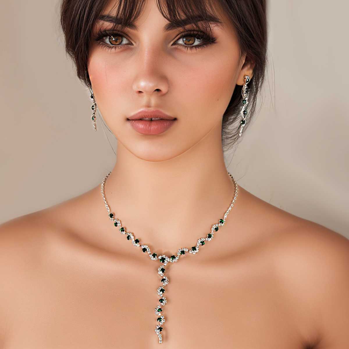 結婚式 アクセサリー 優美な流星ネックレスセット