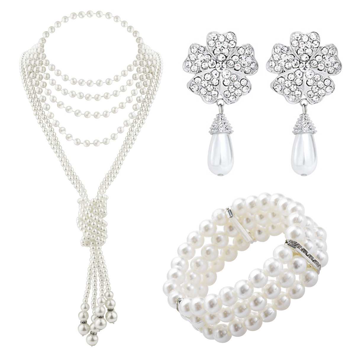 結婚式 アクセサリー 優雅な花のしずく ネックレスセット