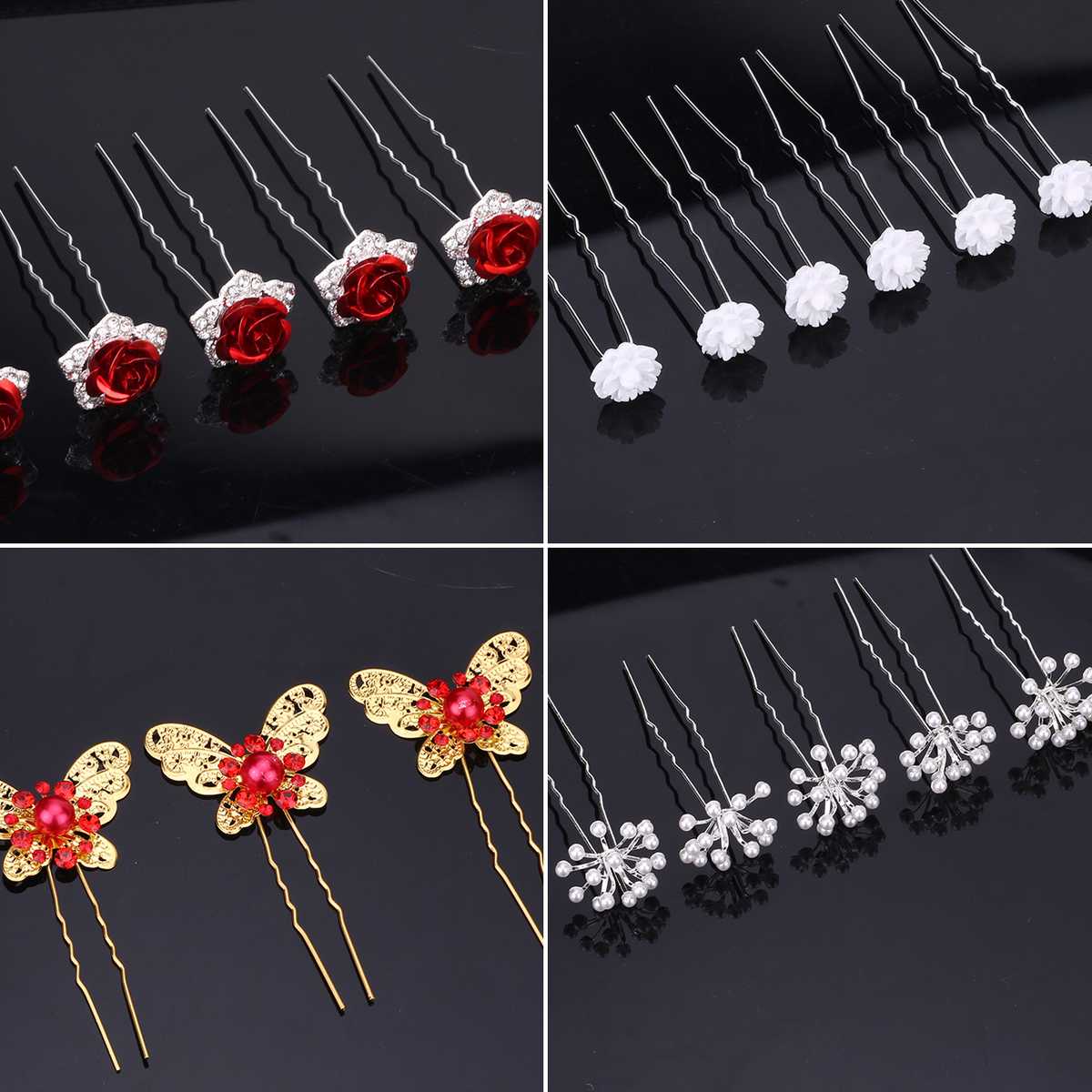 結婚式 アクセサリー 蝶々の舞い髪飾りヘアピンセット