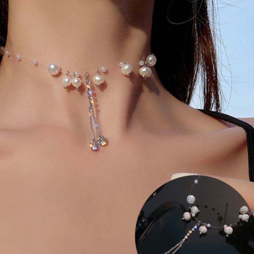 結婚式 アクセサリー 小粒真珠風ネックレス 