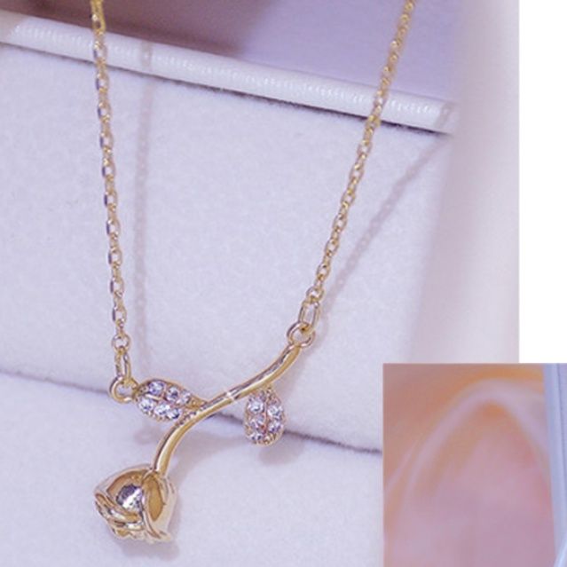 結婚式 アクセサリー 薔薇モチーフ ネックレス 華奢チェーン 上品