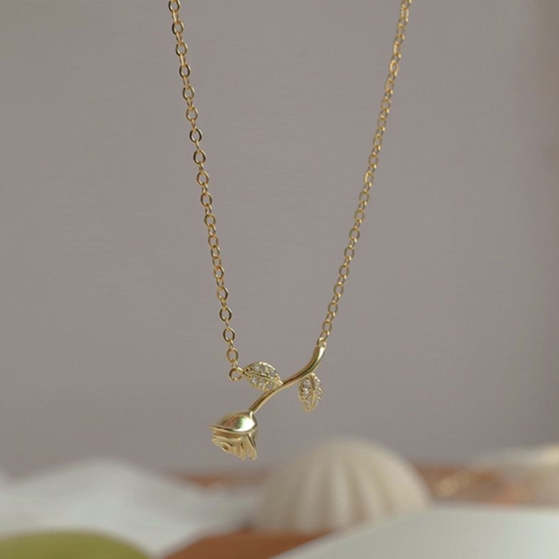 結婚式 アクセサリー 薔薇モチーフ ネックレス 華奢チェーン 上品