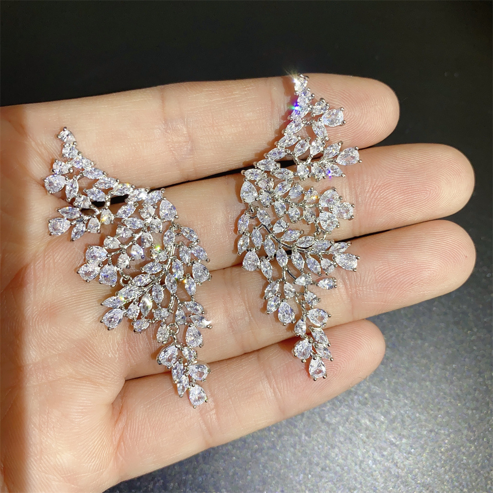 結婚式 アクセサリー 葉垂れスイートクリスタルピアス