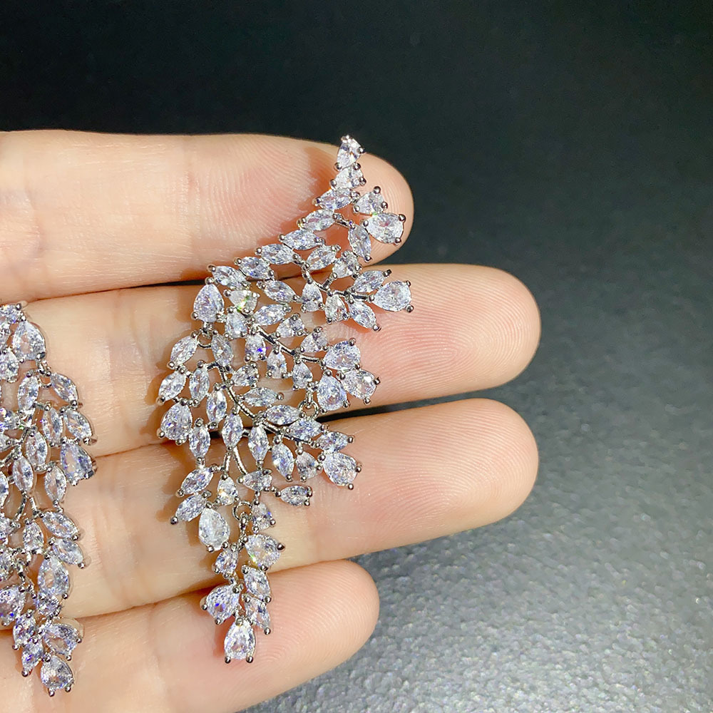 結婚式 アクセサリー 葉垂れスイートクリスタルピアス