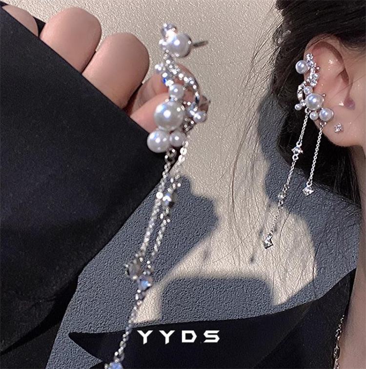 結婚式 アクセサリー 真珠チェーンタッセル イヤリング 結婚式 穴不要 上品な耳飾り