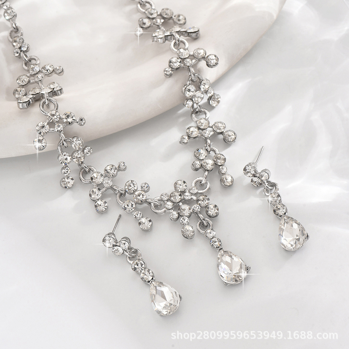 結婚式 アクセサリー 華麗な宝石リーフモチーフ装身具セット