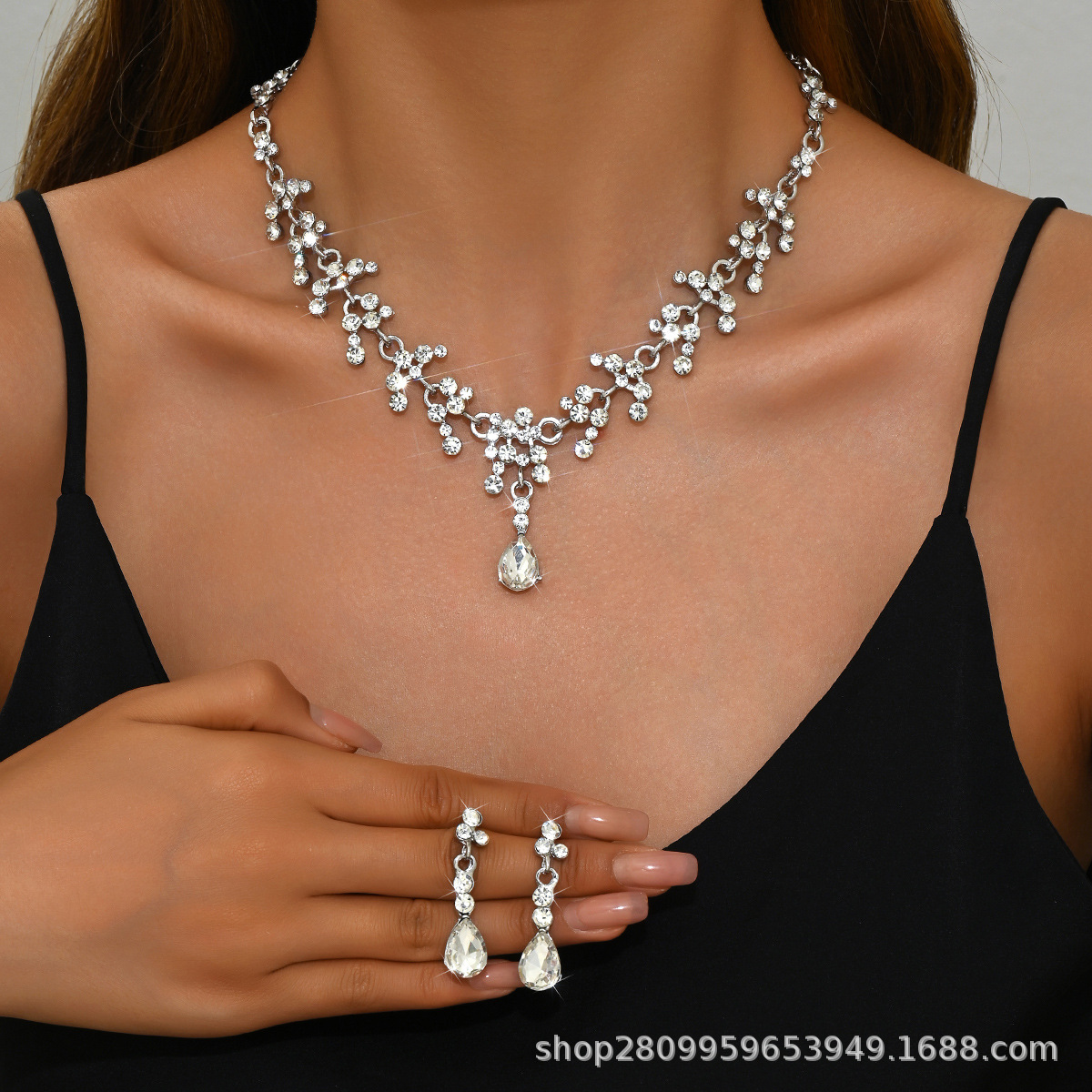 結婚式 アクセサリー 華麗な宝石リーフモチーフ装身具セット