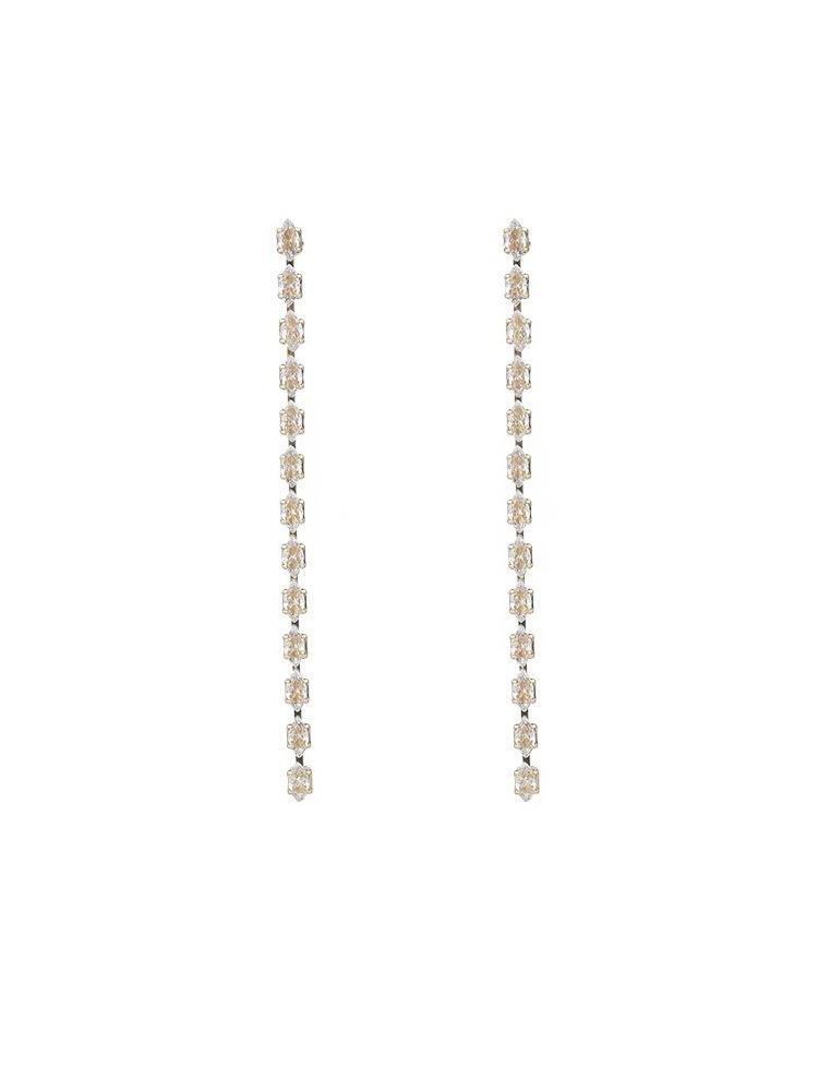 結婚式 アクセサリー 煌めく雫型連なりロング垂れ下がりピアス