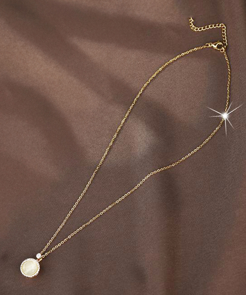 結婚式 アクセサリー 回転式円形チャーム ゴールドネックレス