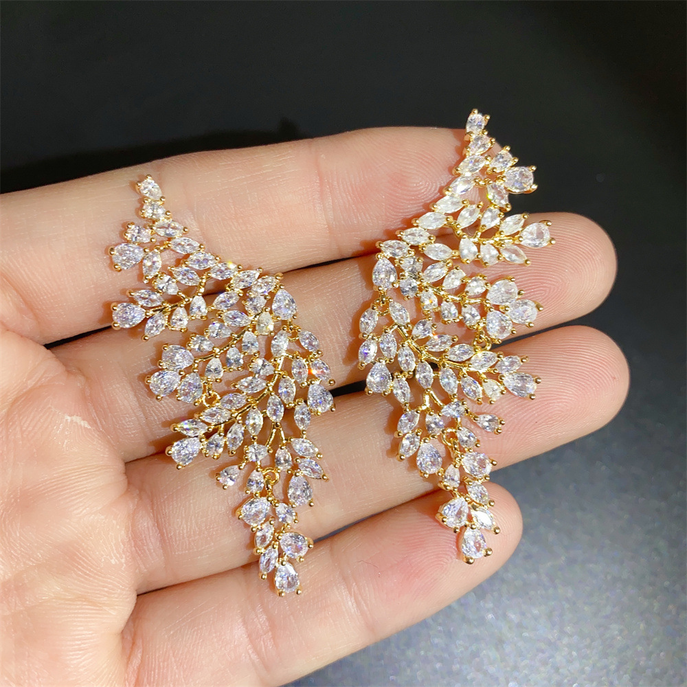結婚式 アクセサリー 葉垂れスイートクリスタルピアス