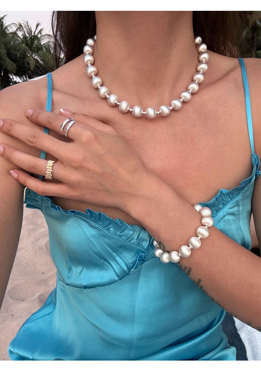 結婚式 アクセサリー 艶やかな丸玉連なる上品ネックレス、ブレスレット