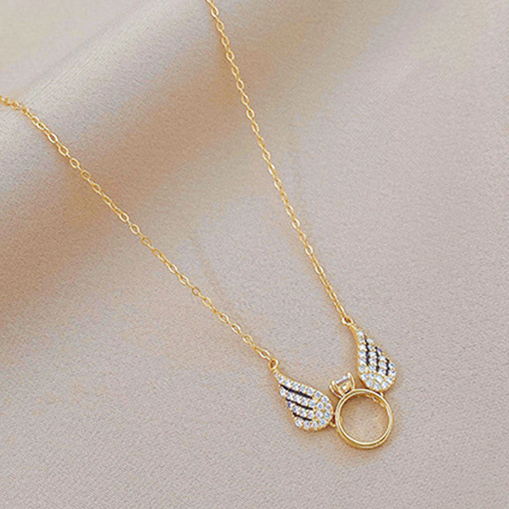 結婚式 アクセサリー 羽根モチーフ ネックレス 華奢 きらきら輝くラインストーン