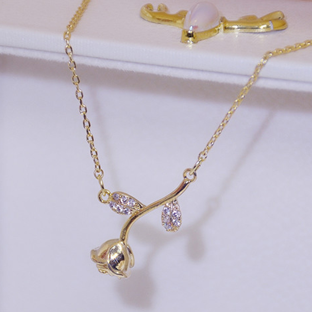 結婚式 アクセサリー 薔薇モチーフ ネックレス 華奢チェーン 上品