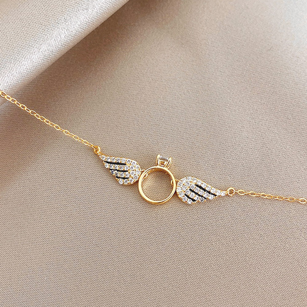 結婚式 アクセサリー 羽根モチーフ ネックレス 華奢 きらきら輝くラインストーン