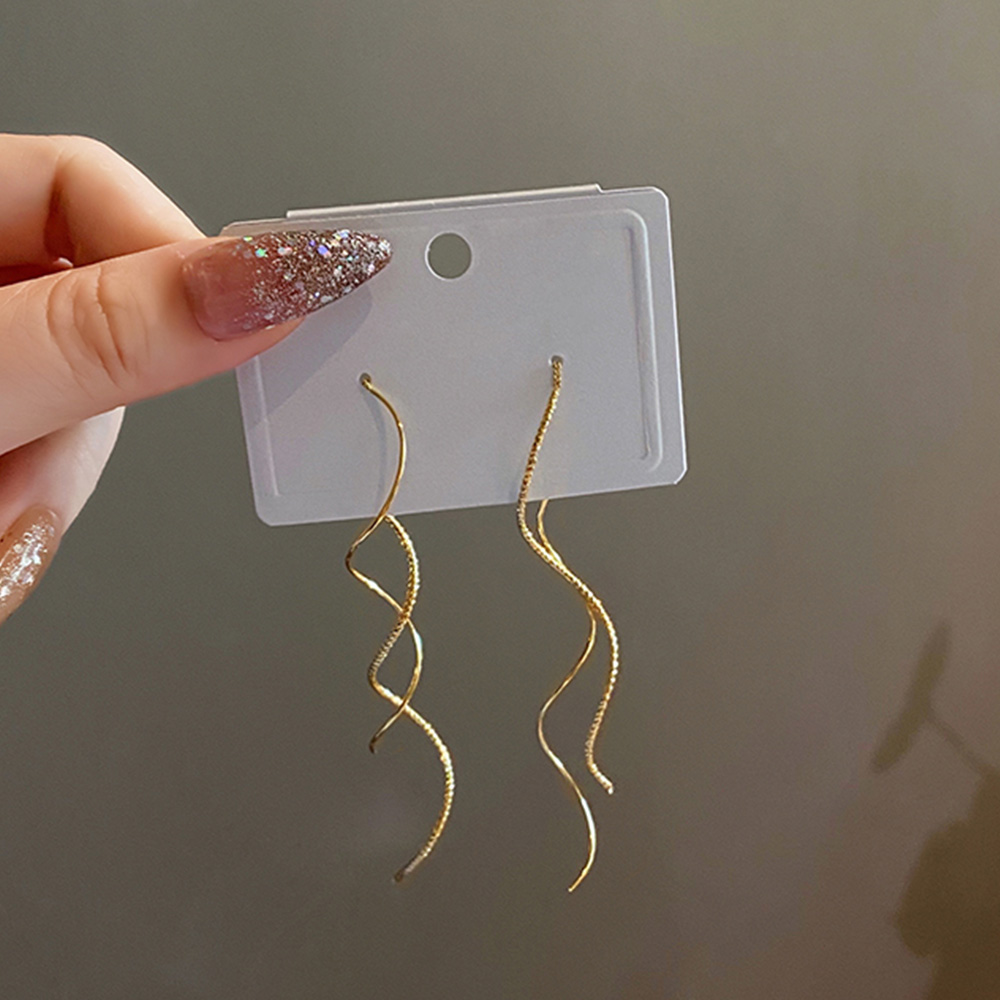 結婚式 アクセサリー 揺れる波型チェーンピアス 