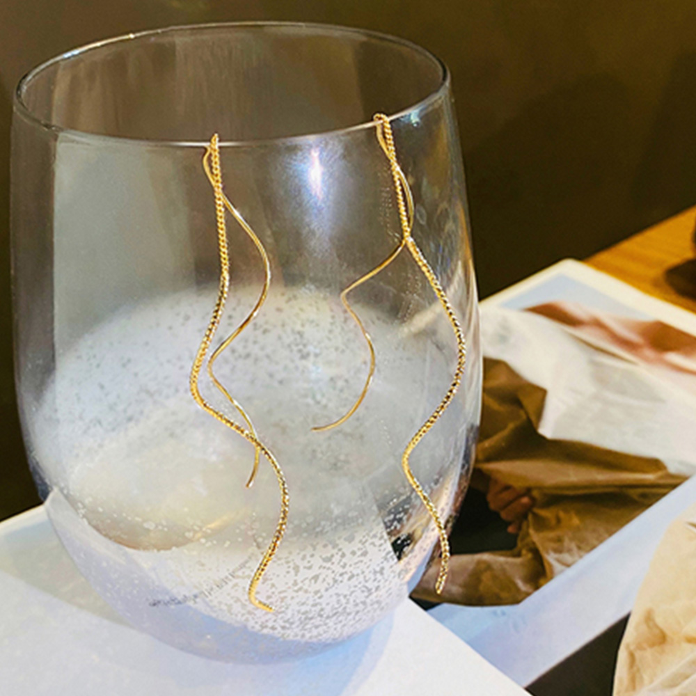 結婚式 アクセサリー 揺れる波型チェーンピアス 