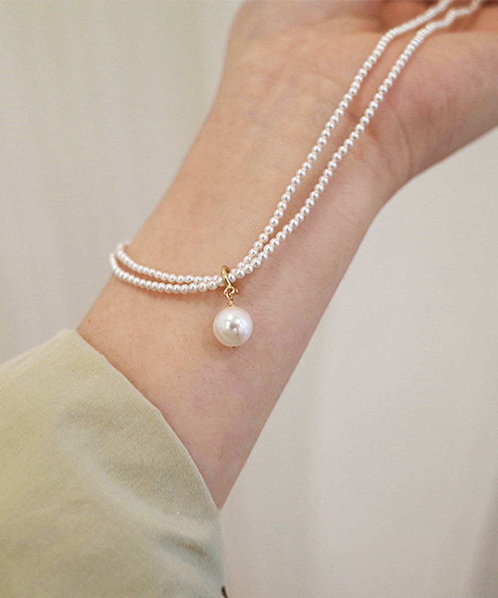 結婚式 アクセサリー 二連真珠風ネックレス 結婚式 上品チャーム付き