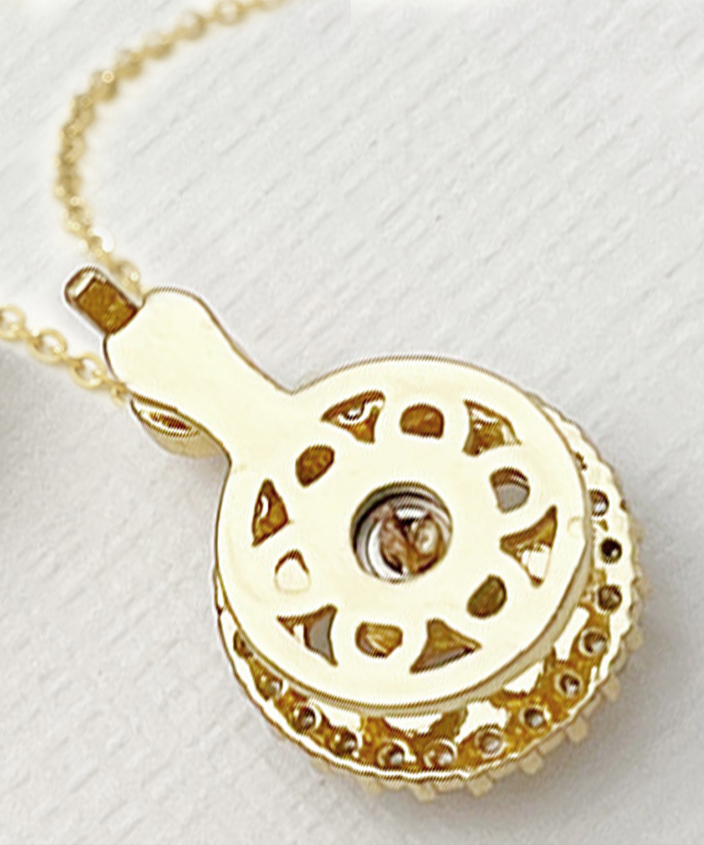 結婚式 アクセサリー 回転式円形チャーム ゴールドネックレス