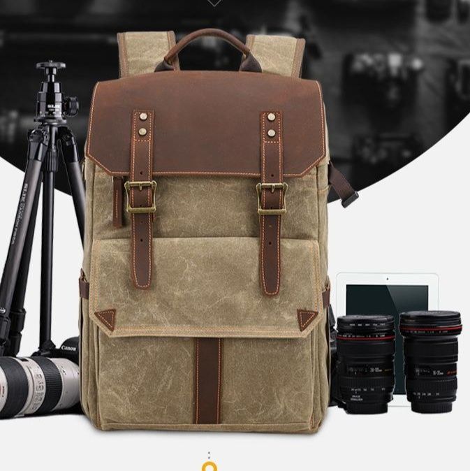 カメラ バッグ 本格派写真家向け帆布製大容量カメラリュック