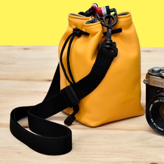 カメラ バッグ 本革巾着型多機能カメラ収納ショルダーバッグ