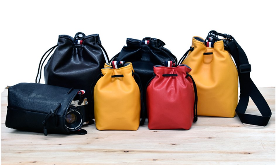 カメラ バッグ 本革巾着型多機能カメラ収納ショルダーバッグ