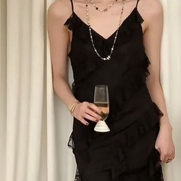 キャミワンピース 裾フリル切替ロング丈キャミワンピース