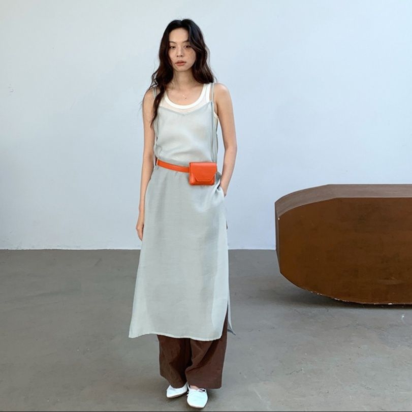 キャミワンピース サイドスリットキャミワンピース