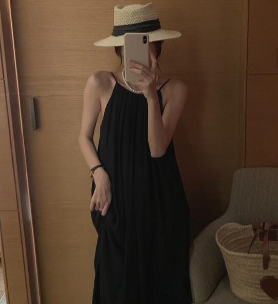 キャミワンピース 大人なロング丈 ゆったりワンピ