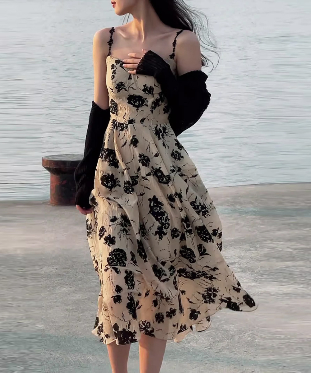 花柄リネン キャミワンピース カーディガン 2点セット