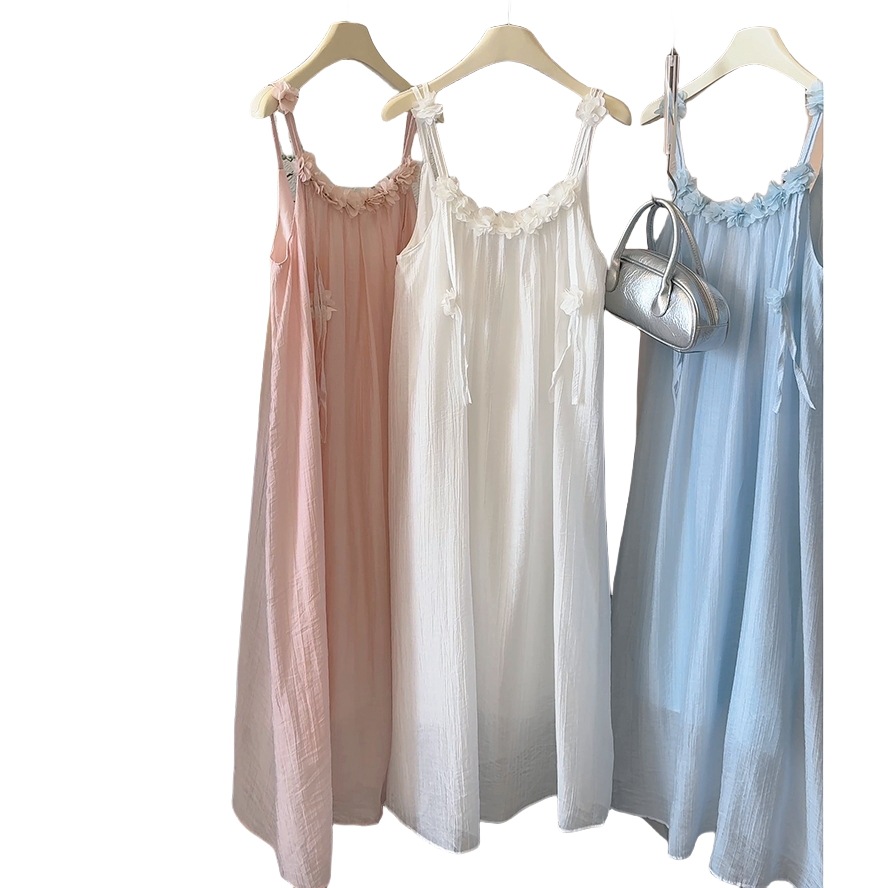 フリル付きキャミワンピース レディース 上品な肩紐調節可能 5色展開