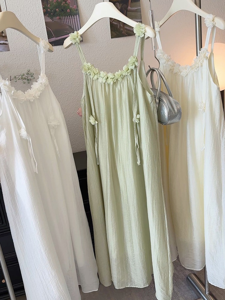 フリル付きキャミワンピース レディース 上品な肩紐調節可能 5色展開