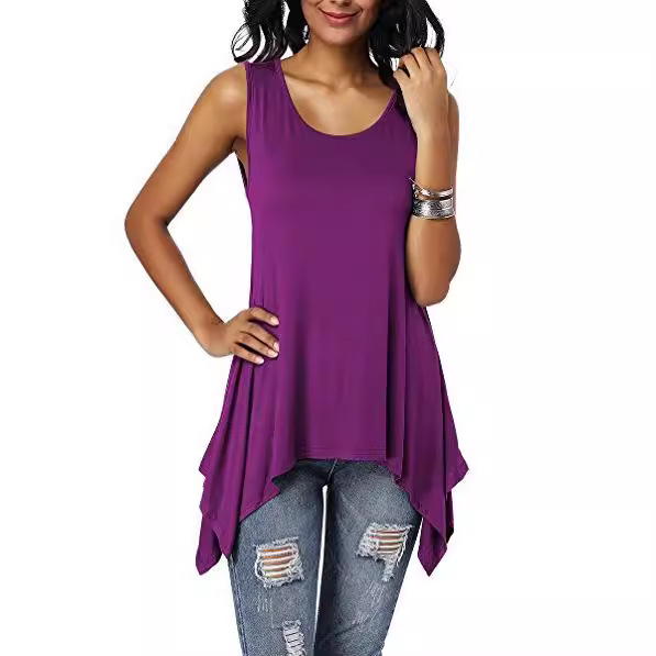 キャミワンピース 裾変形デザインノースリーブニットキャミワンピース