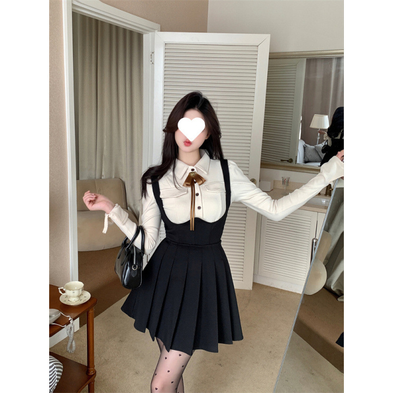 キャミワンピース プリーツフレアサロペットワンピース